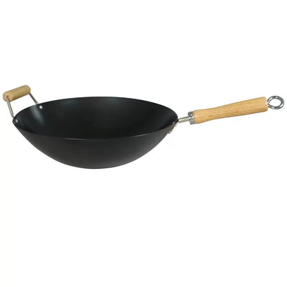 14"/36cm Standard Gauge Non-Stick Carbon Steel Wok with Helper Handle