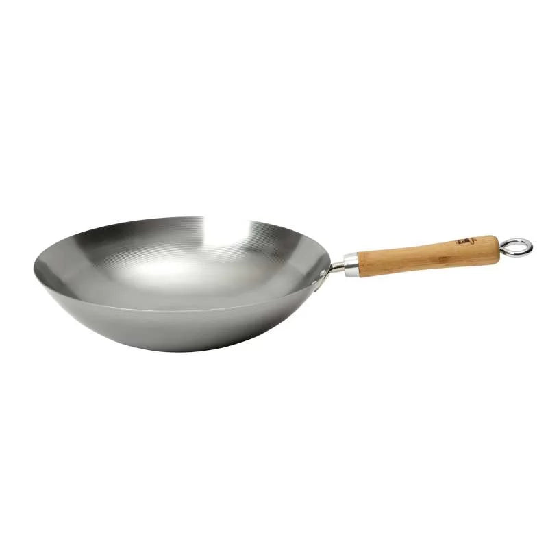 School of Wok 13"/33cm Round Bottom Uncoated Carbon Steel Wok