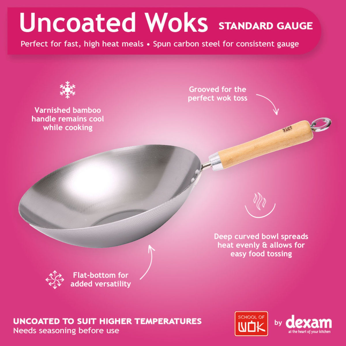School of Wok 12"/30cm Uncoated Carbon Steel Wok