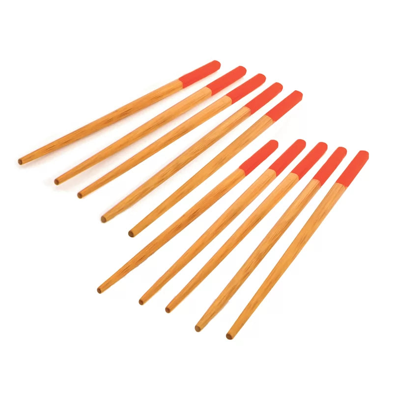 School Wok Set 5 Pairs Bamboo Chopsticks