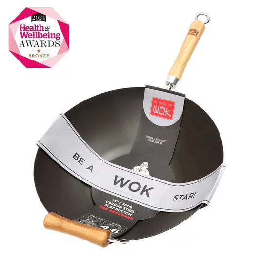 School of Wok 14"/36cm Pre-Seasoned Carbon Steel Wok