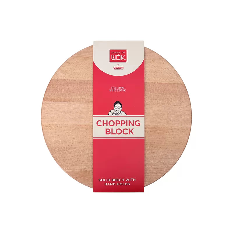 School Wok Beech Round Chopping Block Board