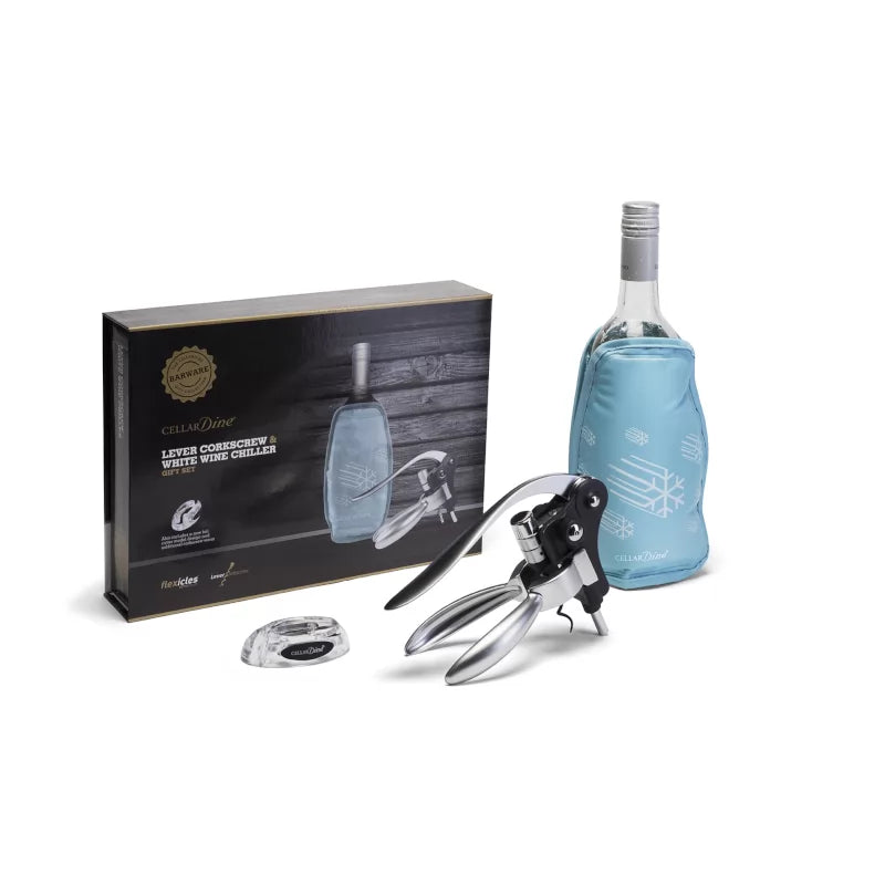 CellarDine Lever Corkscrew & White Wine Chiller Gift Set