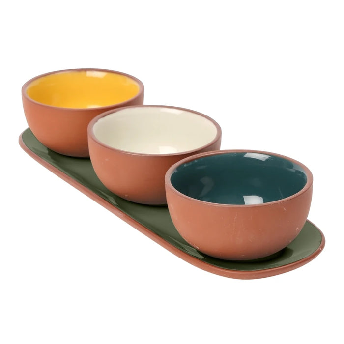 Sintra Glazed Terracotta Set of 3 Round Snack Bowls
