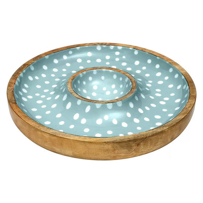 Sintra Mango Wood Spotted Chip and Dip Bowl