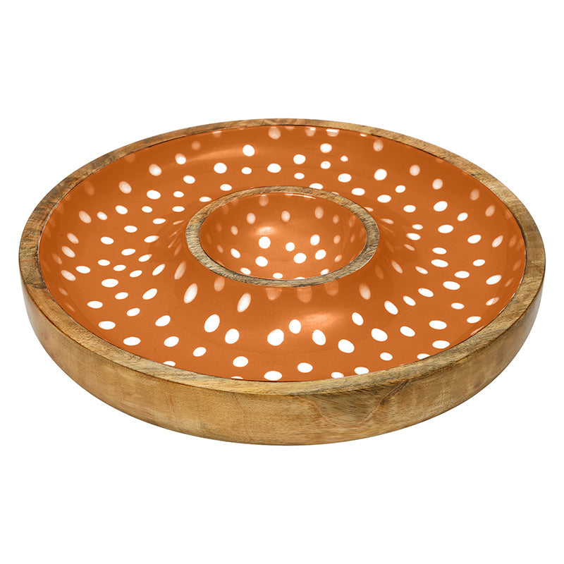 Sintra Mango Wood Spotted Chip and Dip Bowl | Eco-Friendly Serveware