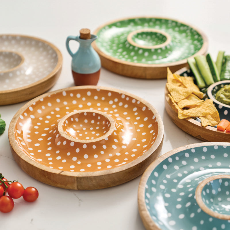 Sintra Mango Wood Spotted Chip and Dip Bowl | Eco-Friendly Serveware