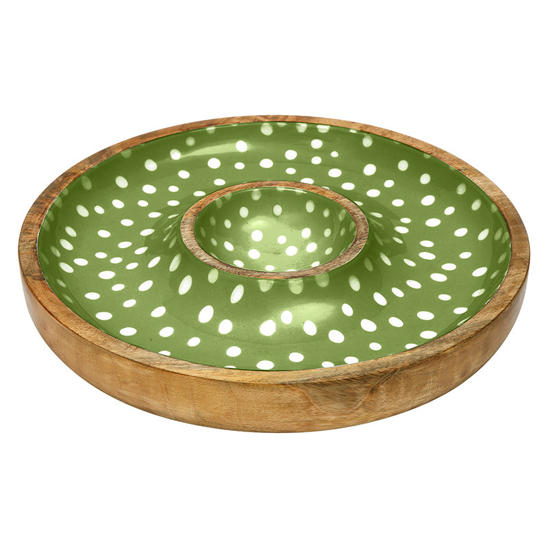 Sintra Mango Wood Spotted Chip and Dip Bowl | Eco-Friendly Serveware