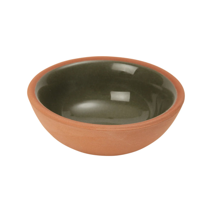 Sintra Glazed Terracotta Pinch Pot - Olive Green