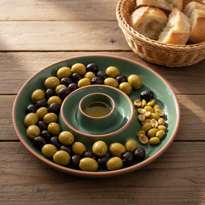 Sintra Glazed Terracotta Olive Dish - Olive Green
