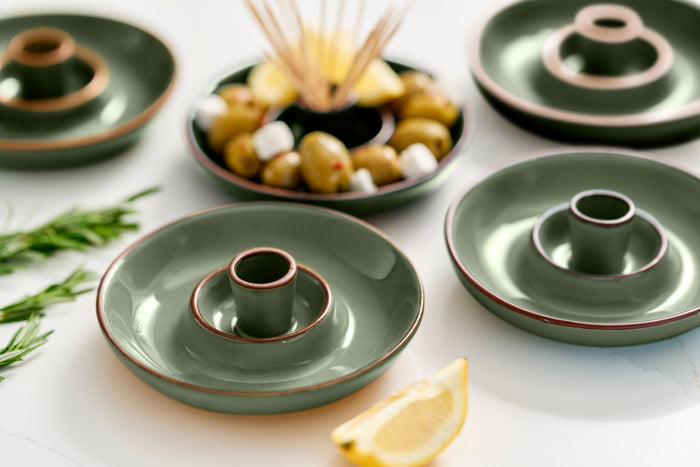 Sintra Glazed Terracotta Olive Dish - Olive Green
