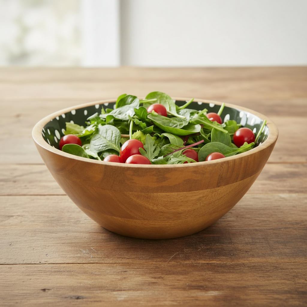 Sintra Mango Wood Spotted Salad Bowl - Olive Green