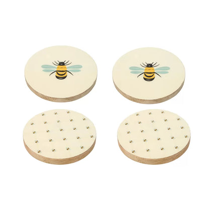 Bees Knees Set of 4 Mango Wood Coasters