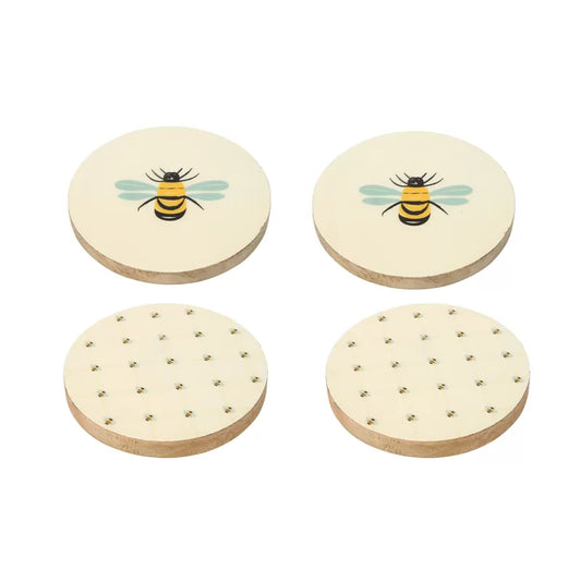 Bees Knees Set of 4 Mango Wood Coasters