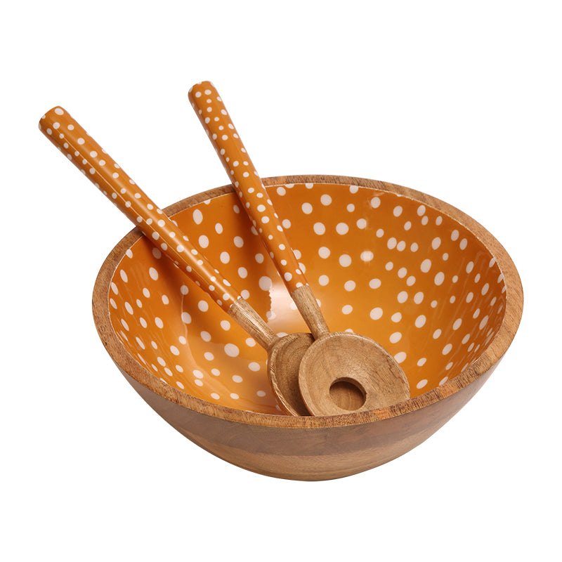 Sintra Mango Wood Spotted Salad Bowl in Olive Green | Stylish Eco-Friendly Serveware