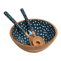 Sintra Mango Wood Spotted Salad Bowl in Olive Green | Stylish Eco-Friendly Serveware
