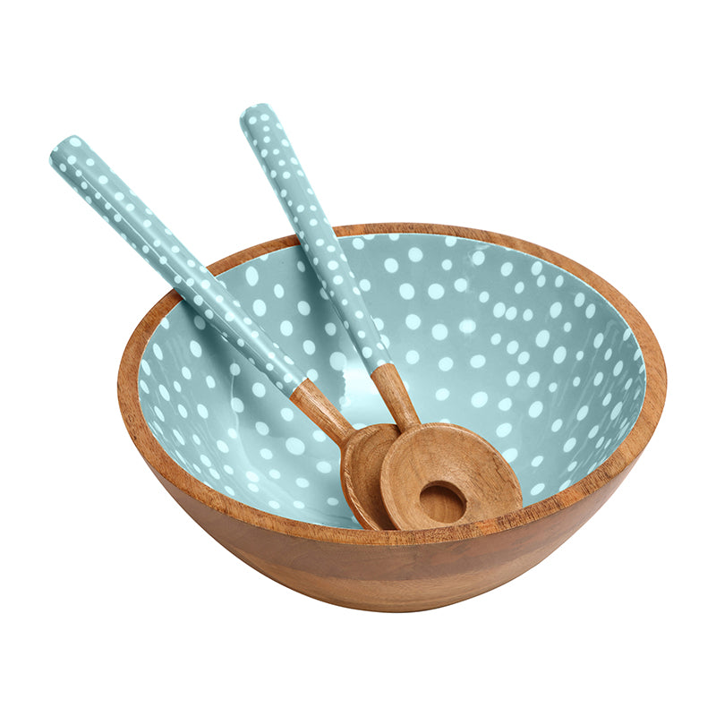 Sintra Mango Wood Spotted Salad Bowl in Olive Green | Stylish Eco-Friendly Serveware