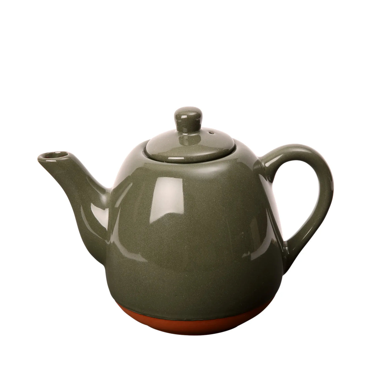 Sintra Glazed 1200ml Terracotta Teapot - Olive Green