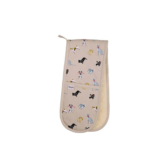 Woof Double Oven Gloves - Stone