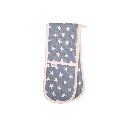 Organic Star Double Oven Gloves - Blue