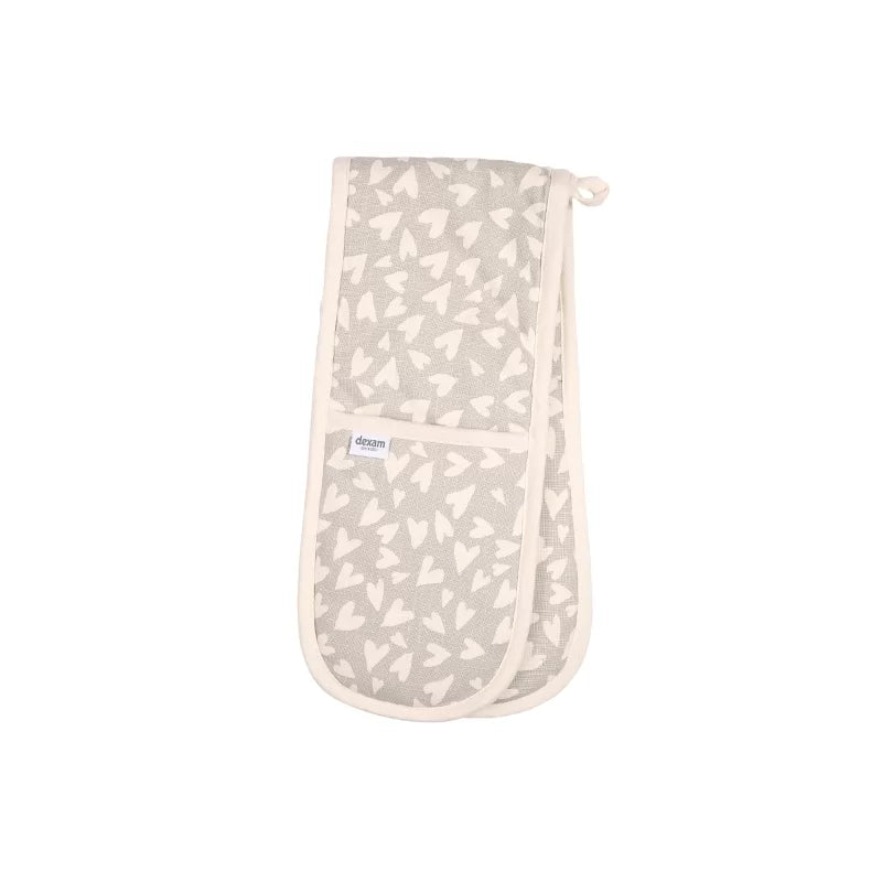 Organic Heart Double Oven Gloves - Grey