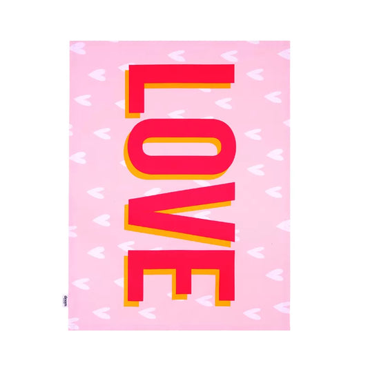 Happy Place Love Recycled Cotton Tea Towel - Pink