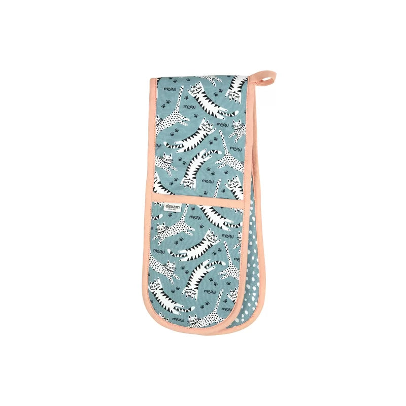 Meow Recycled Cotton Double Oven Gloves
