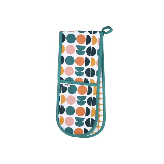 Retro Spot Recycled Cotton Double Oven Gloves - Teal