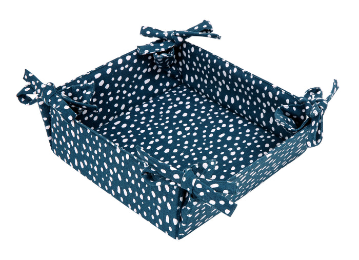Sintra Spotted Bread Basket – Ink Blue | Recycled Cotton Table Basket