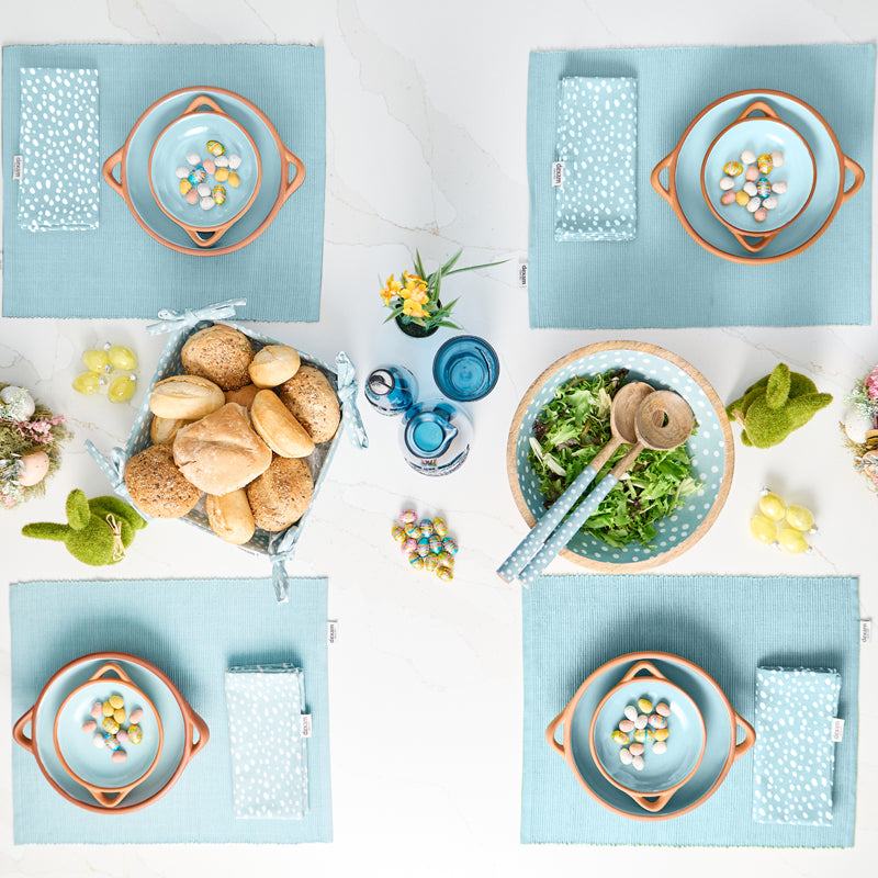 Sintra Spotted Napkin & Placemat Set – Stone | Recycled Cotton Table Linen