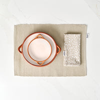 Sintra Spotted Napkin & Placemat Set – Stone | Recycled Cotton Table Linen