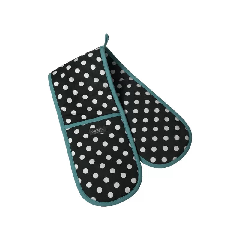 Polka Dot Double Oven Gloves - Slate Grey