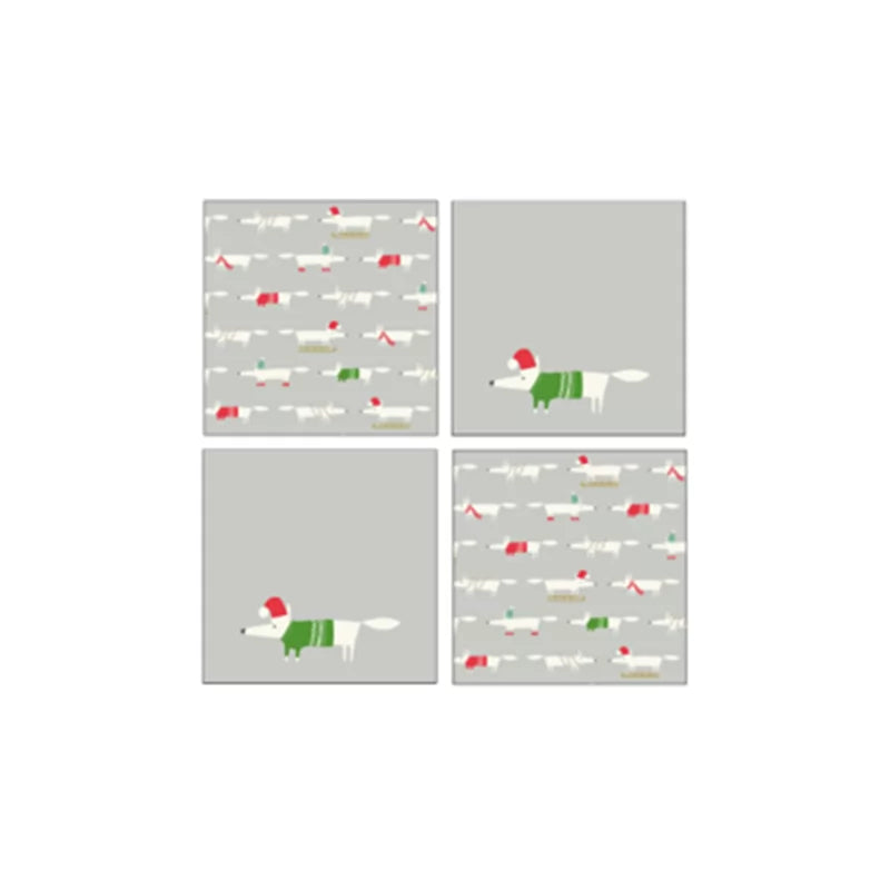 Scion Mr Fox Christmas Set of 4 Napkins - Grey