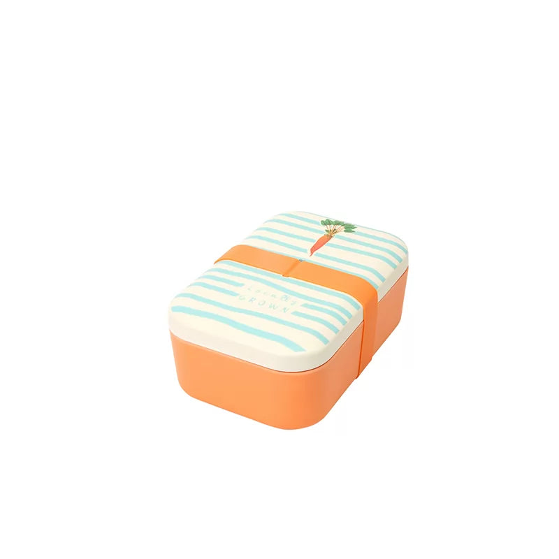 RHS Home Grown Carrots Bamboo Rectangular Lunch Box - Orange