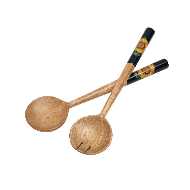 RHS Sunflower Salad Servers – Navy | Sustainable Mango Wood Tableware