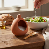 Terracotta Salt Cellar with Spoon