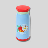 RHS Home Grown blue children’s stainless steel drinks bottle with apple design.

