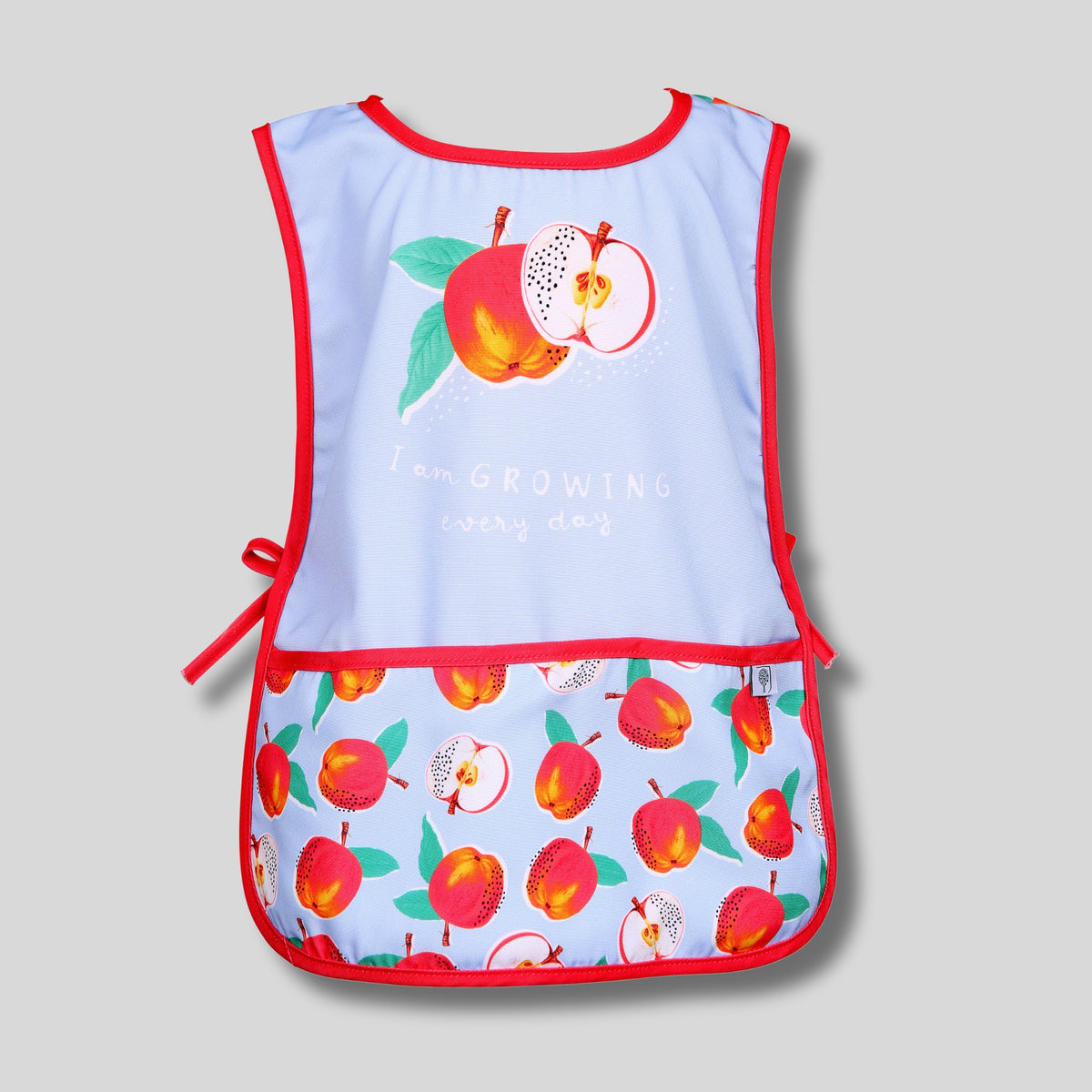 RHS Home Grown apple-themed children’s apron made from recycled RPET for messy play

