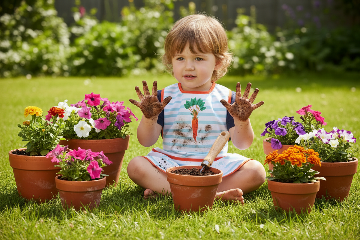 RHS Home Grown Carrots RPET Children’s Messy Play Apron | Eco Kids Apron for Baking & Crafts
