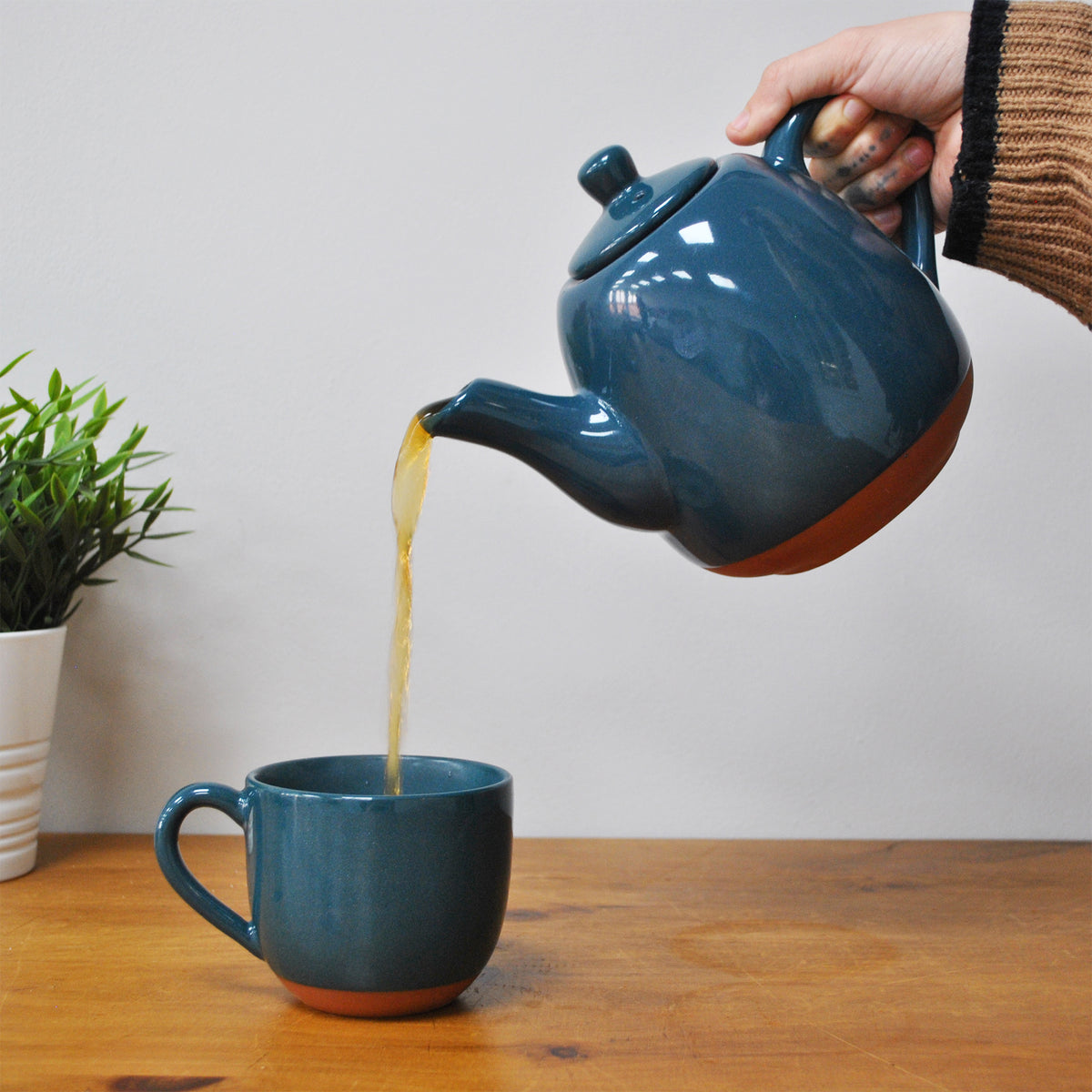 Sintra Glazed 1200ml Terracotta Teapot